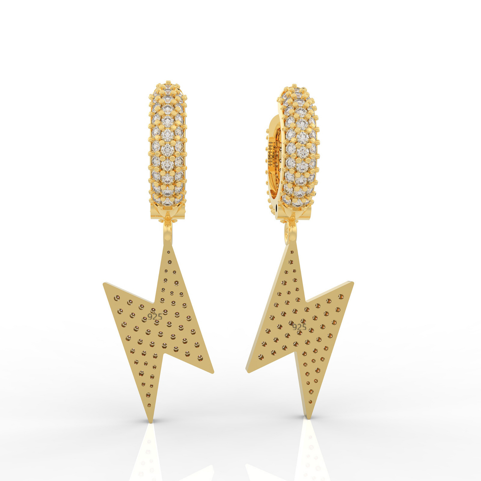 Lightning Bold Dangling Earrings For Women, Hallmarked 925 Sterling Silver